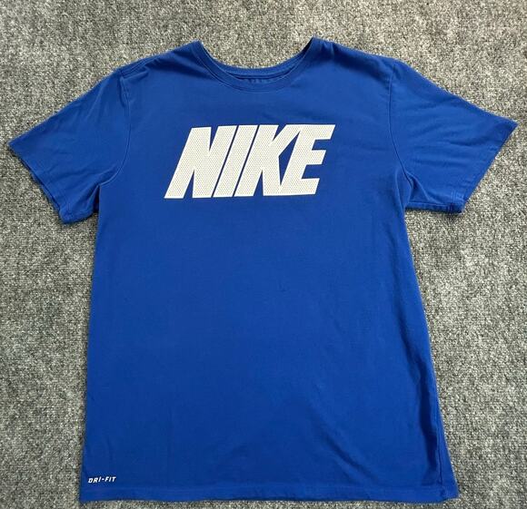 Nike Other - Nike Dri-FIT Logo Graphic T-Shirt Men's Large Blue Athletic Training Gym Tee